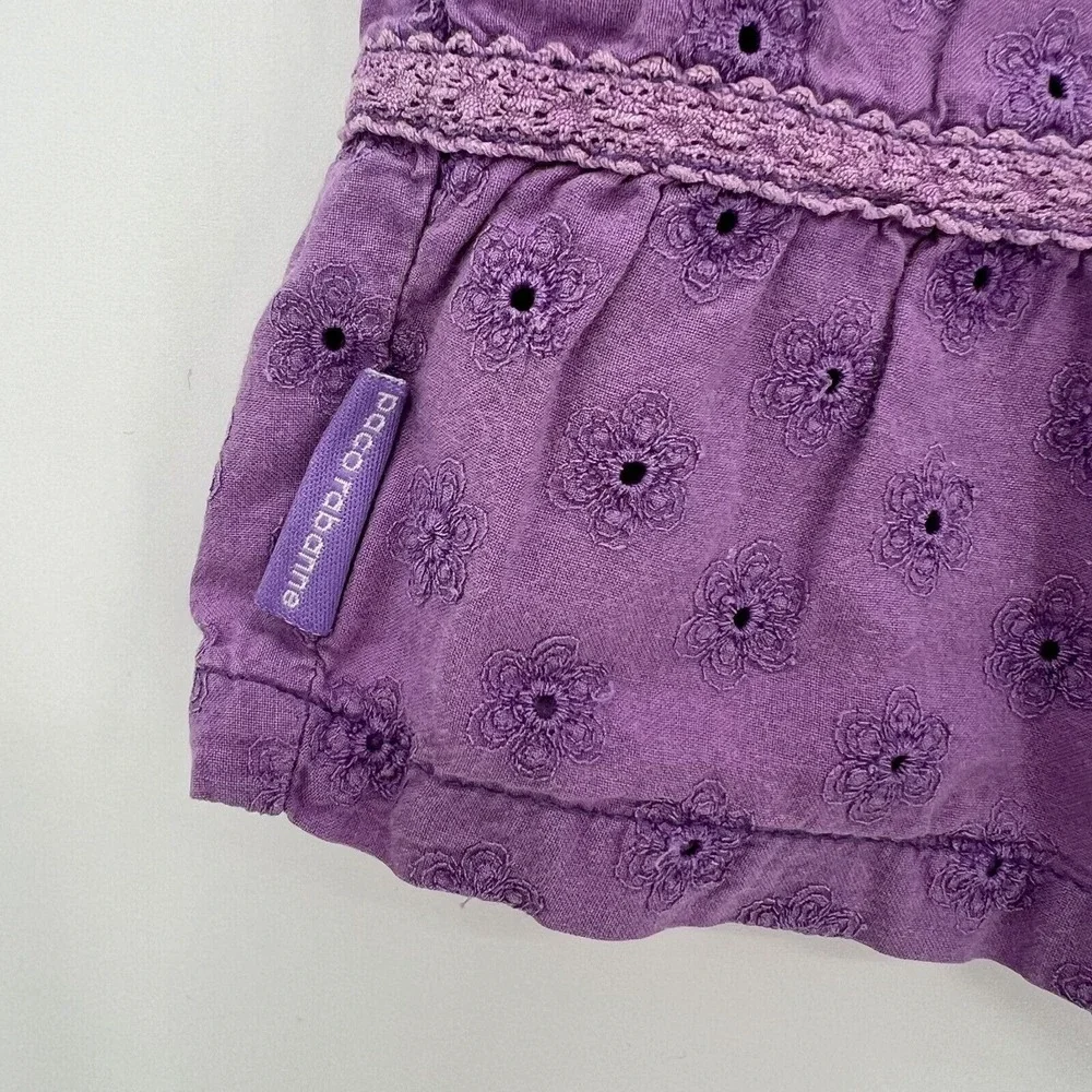 Paco Rabanne‎ Girls Kids Size 90 US 3T Eyelet Tank Top Purple Floral Button Back